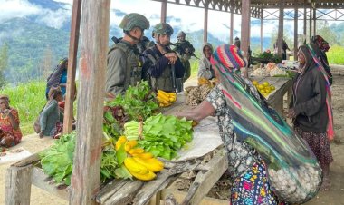Satgas Yonif 757/GV Borong Hasil Tani Warga Intan Jaya, Bukti Nyata Kepedulian TNI untuk Papua Tengah